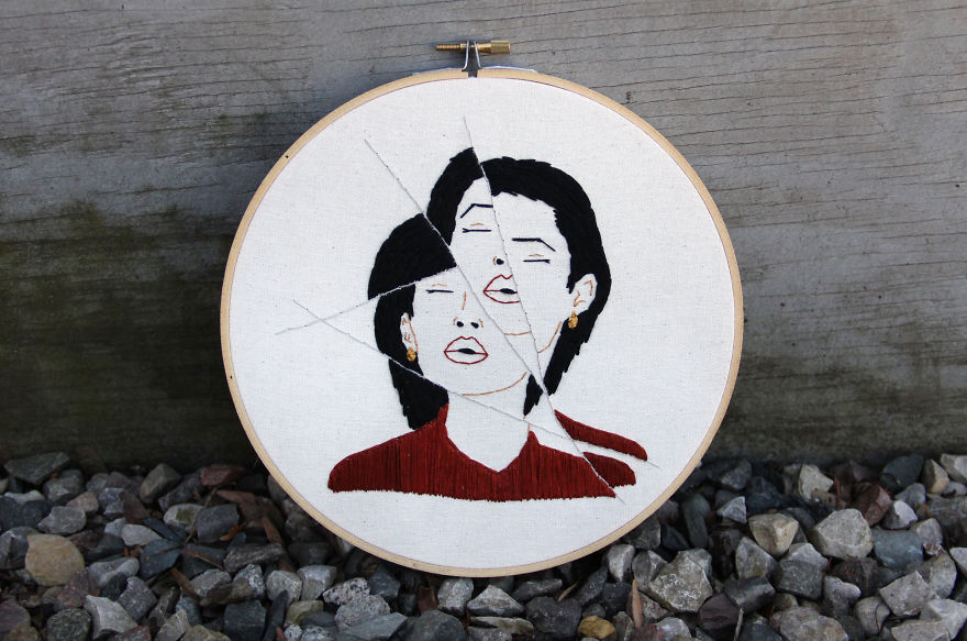 I Embroidered Fractured Portraits Of Women, Inspired By The Women's March