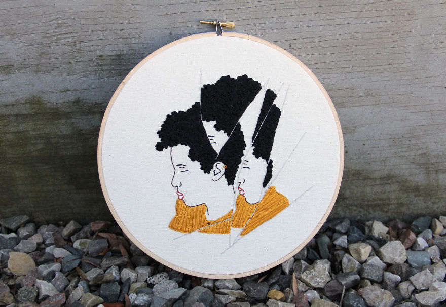 I Embroidered Fractured Portraits Of Women, Inspired By The Women's March