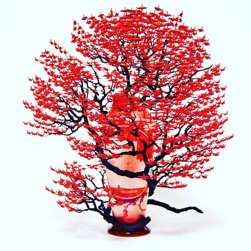 1000s Of Miniature Origami Cranes Turned Into Incredible Bonsai Trees By Naoki Onogawa 1000s Of Miniature Origami Cranes Turned Into Incredible Bonsai Trees By Naoki Onogawa