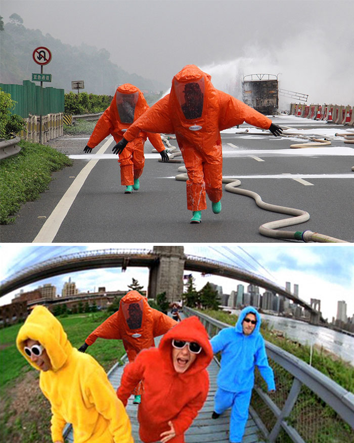 Chinese Firefighters In Protective Clothing Photoshop Battle