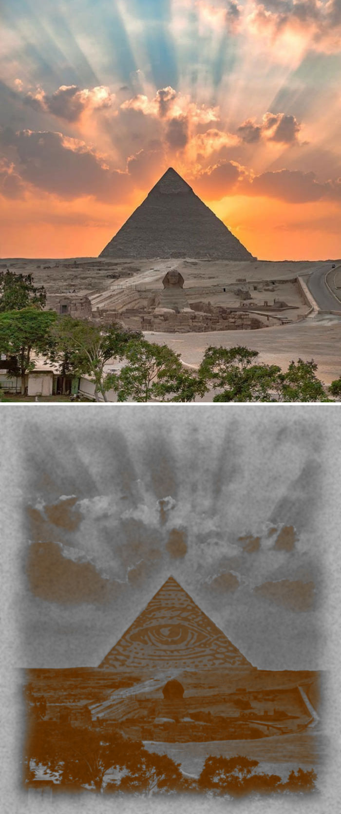 Pyramid Of Giza With God Rays