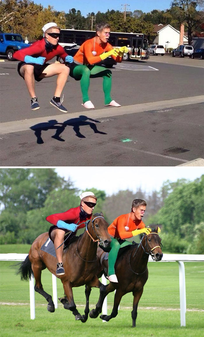 Two Jumping Cosplayers