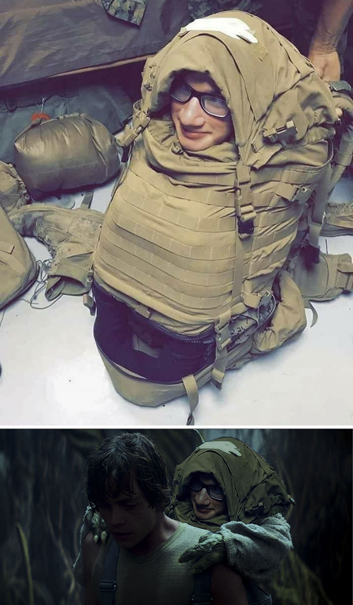 U.s. Marine Stuffed Into Backpack