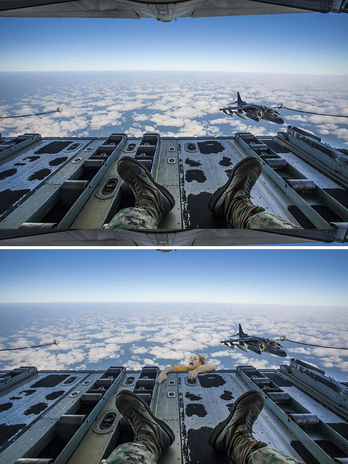 Sitting On The Edge Of A Plane Door