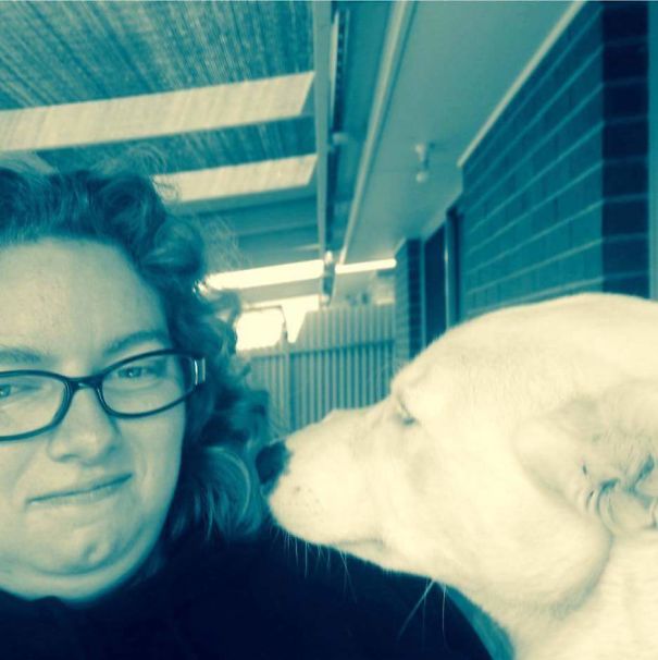 Our Dog Thinks She Is Human Alwsys Wants S Kiss And Cuddle Every Time We Go Outside