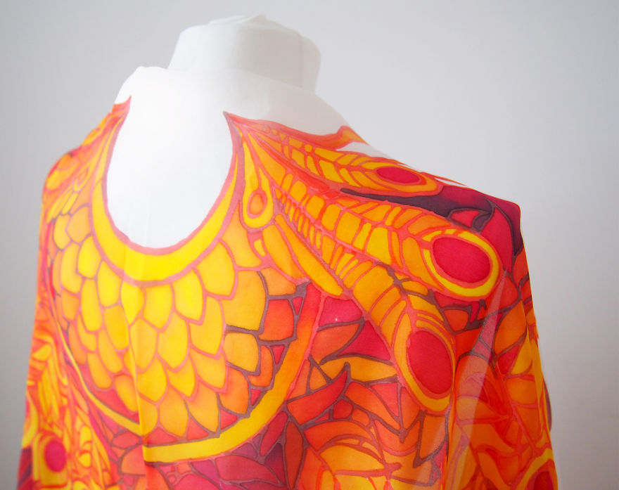 I Hand-Painted This Silk Scarf That Will Give You Firebird Wings