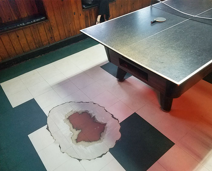 The Floor Beneath This Ping Pong Table Has Been Worn Down Making Four Different Layers Visible