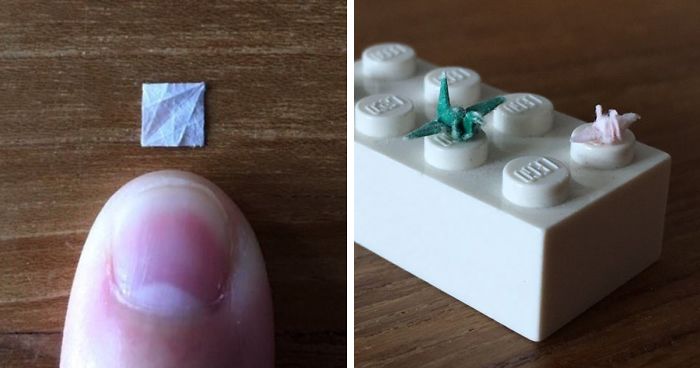 I Make Incredibly Tiny Origami Cranes That Take Me Around 45 Minutes Each
