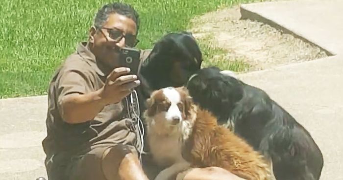 UPS Driver Is Caught Taking Selfies With Dogs