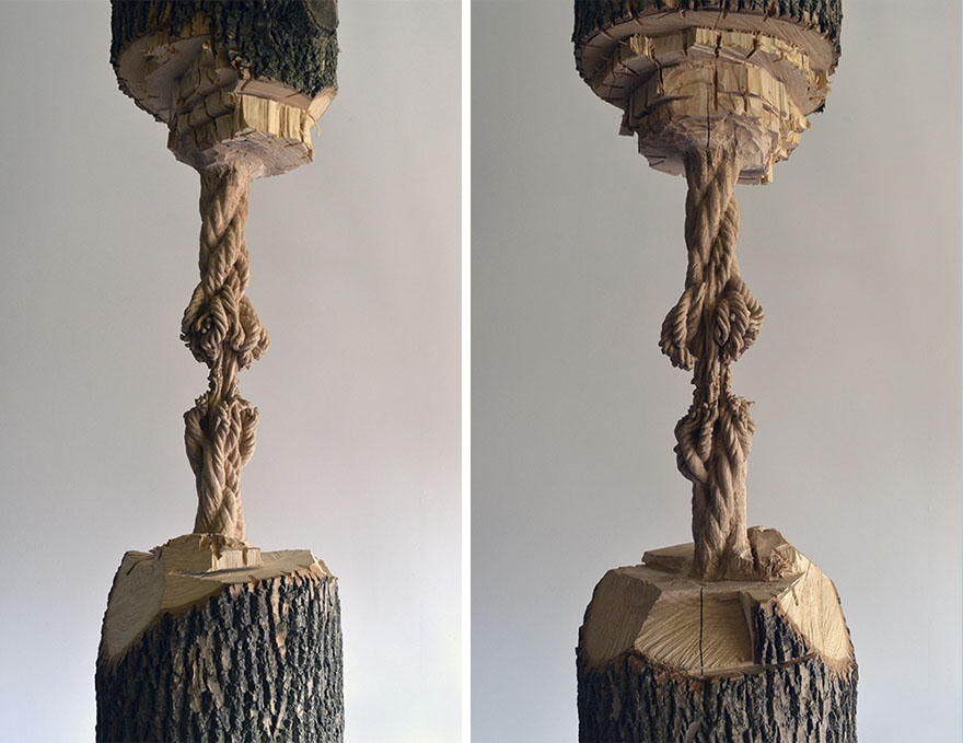 Giant Tree Trunk Carved Down To Frayed Rope By Maskull Lasserre Giant Tree Trunk Carved Down To Frayed Rope By Maskull Lasserre