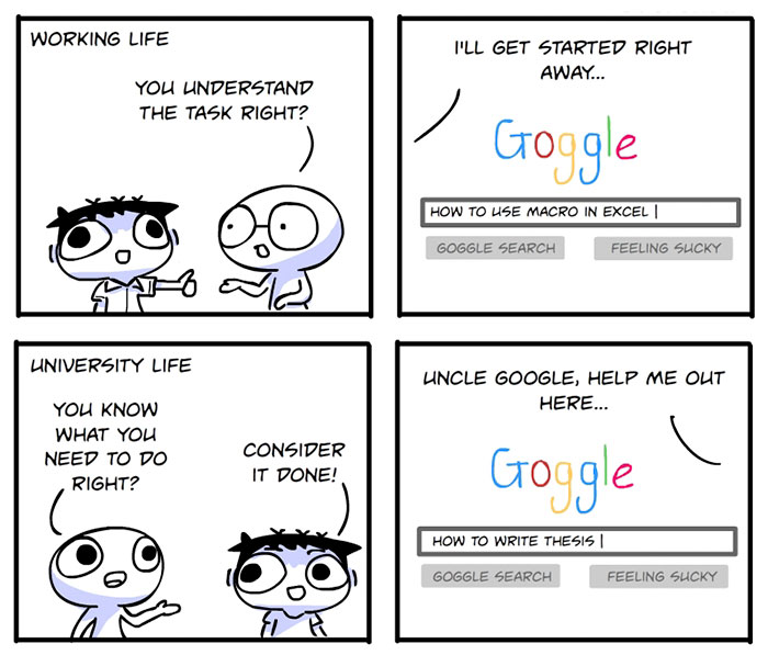 19 Hilarious Comics Showing The Differences Between Working Life And University Life
