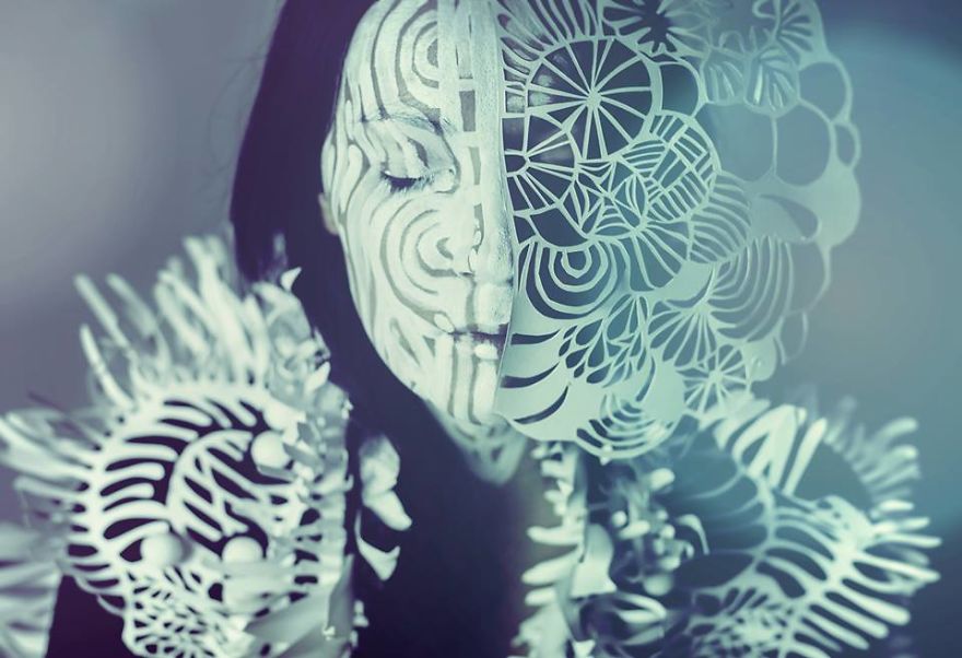 Inspiring Paper Art And Bodypainting Combination By Artist Vilija Vitkute