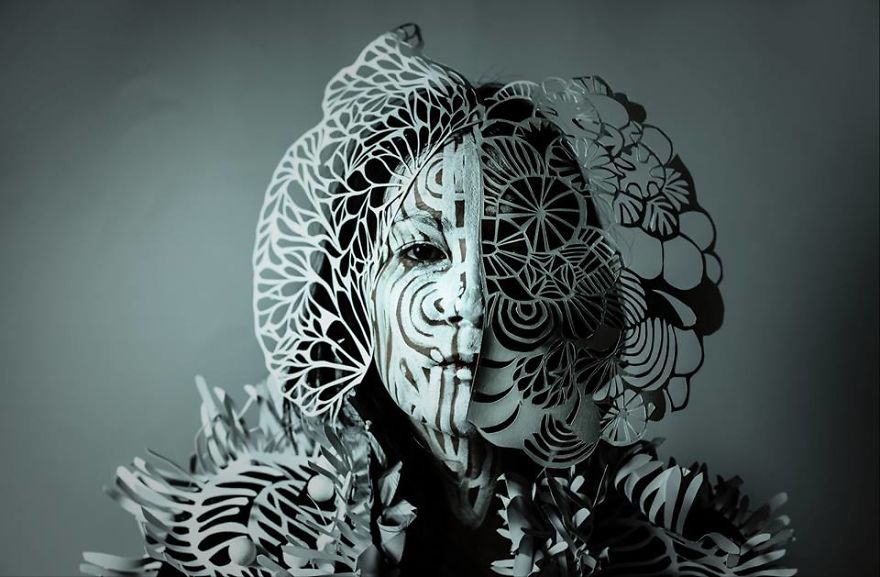 Inspiring Paper Art And Bodypainting Combination By Artist Vilija Vitkute