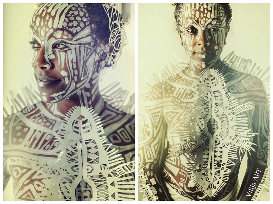 Inspiring Paper Art And Bodypainting Combination By Artist Vilija Vitkute