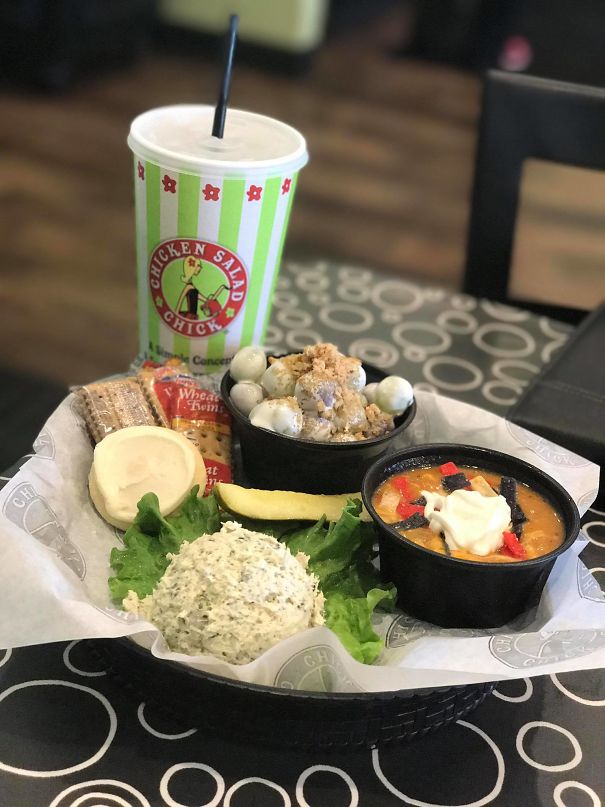 A Fast Casual Restaurant Called Chicken Salad Chick Serves Over 12 Different Flavors Of Chicken Salad!