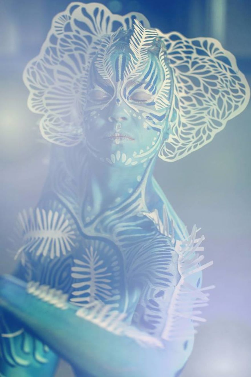 Inspiring Paper Art And Bodypainting Combination By Artist Vilija Vitkute