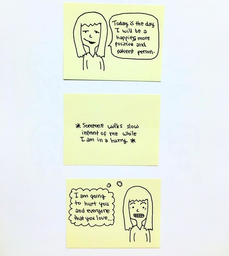 Turning Post-it Notes Into Fun Comics, Scribbling Down Annoying And Awkward Social Situations