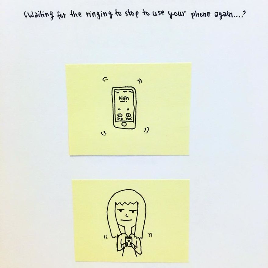 Turning Post-it Notes Into Fun Comics, Scribbling Down Annoying And Awkward Social Situations