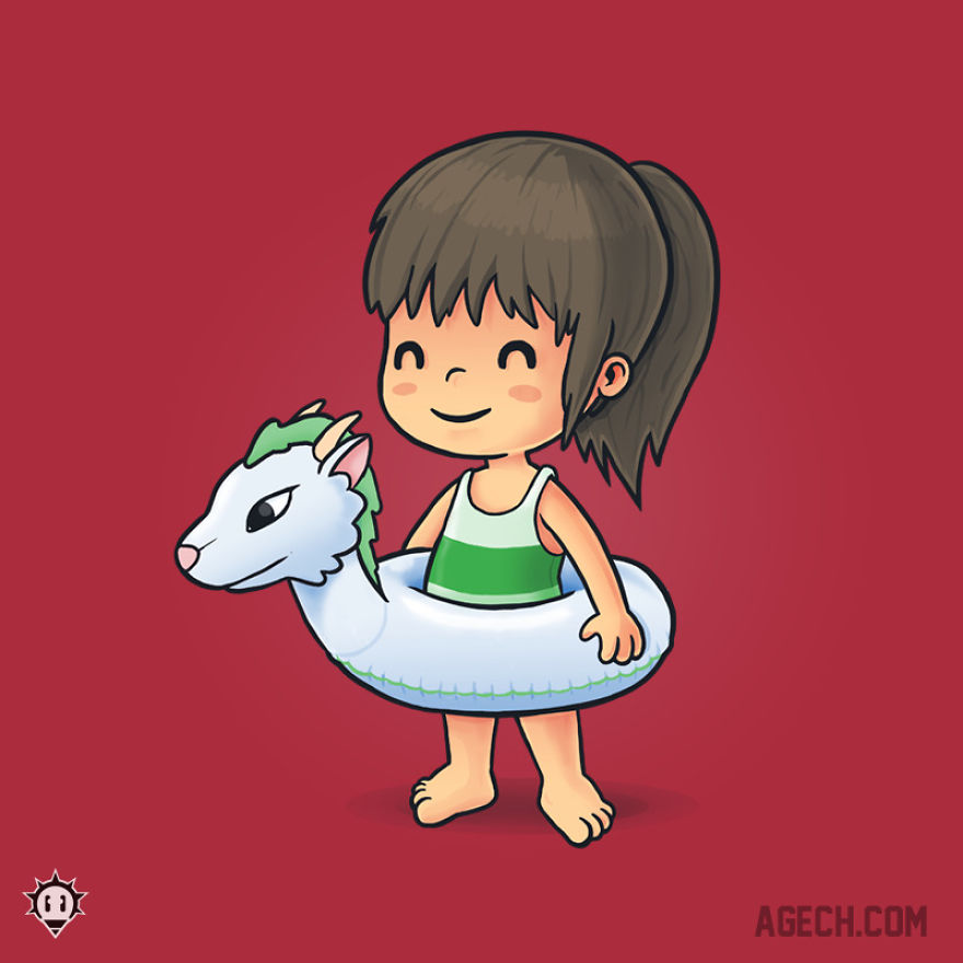 Chihiro Is Also Ready For Summer! Haku, The Dragon, Would Never Let Her Sink!