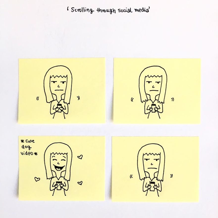 Turning Post-it Notes Into Fun Comics, Scribbling Down Annoying And Awkward Social Situations