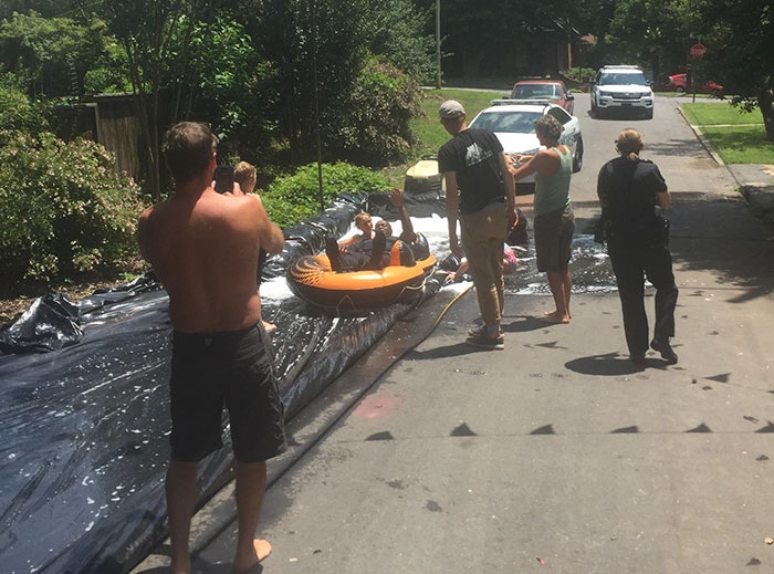 Neighbour Calls Police To Shut Down This Illegal Slip'N Slide, But Things Don't Go As Planned Neighbour Calls Police To Shut Down This Illegal Slip'N Slide, But Things Don't Go As Planned