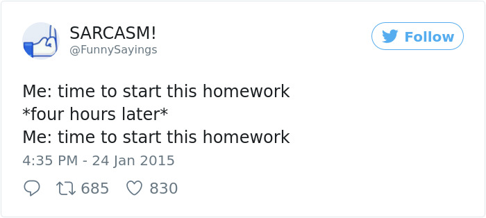 Procrastination Tweet