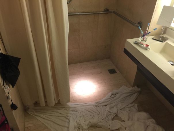 The Shower In My Hotel Room Floods The Entire Bathroom Unless I Put Towels Right Next To It