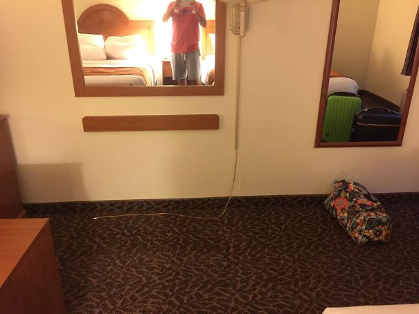 This Hotel Room Has No Power Outlet For This Wall Lamp