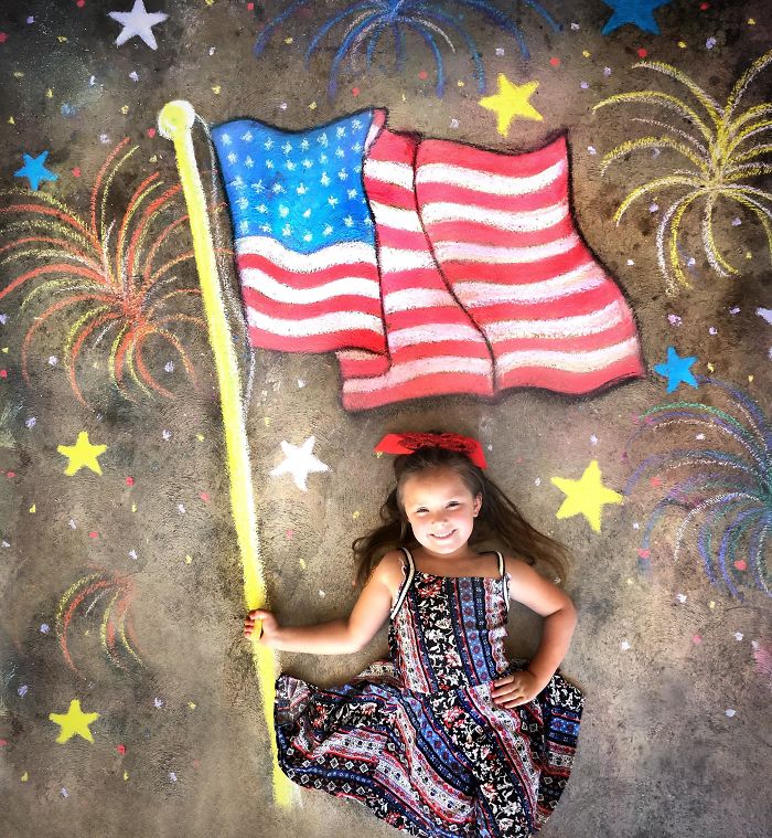 Sidewalk Chalk With My Little Patriot!! 🇺🇸💙❤️⭐️