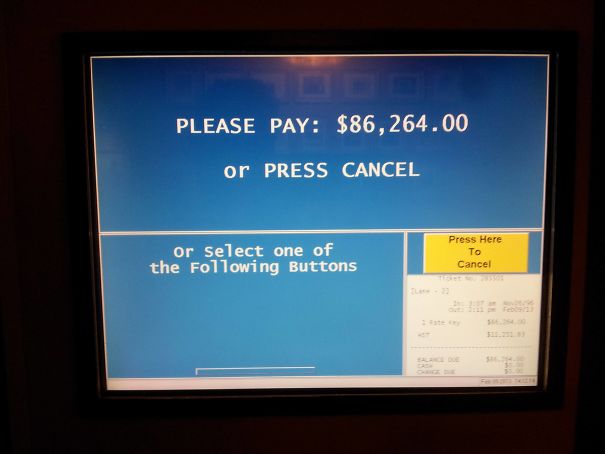 The Hotel Parking Kiosk Thought My Ticket Was From 1996 And Charged Accordingly