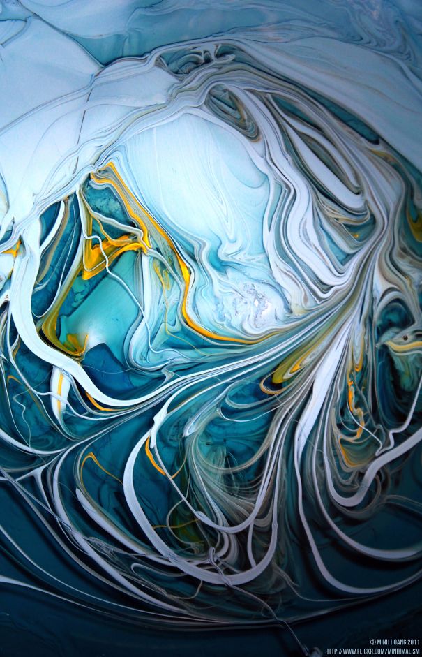 Blue With A Touch Of Yellow. Unstirred Paint