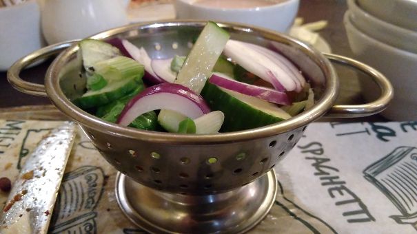 My Salad Came In A Colander So My Vinegar Fell Straight Through