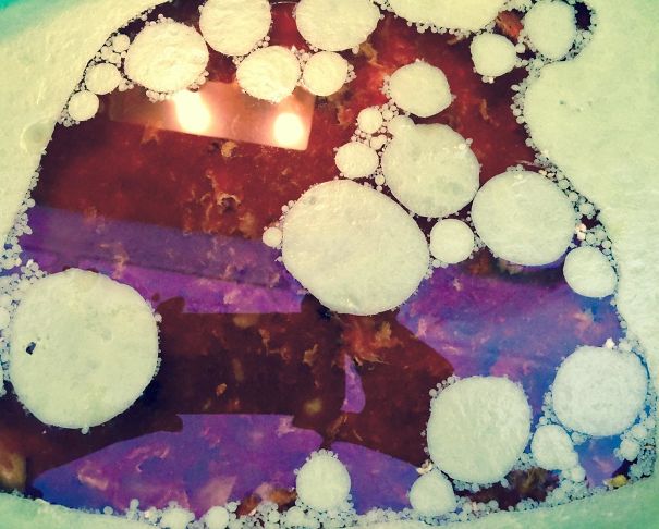 Congealed Fat And Leftover Meat Juice From Cooking Roast Looks Like Art