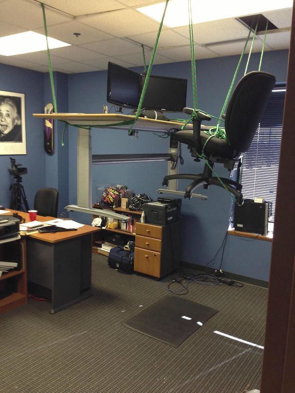 Office Prank With Some Rope