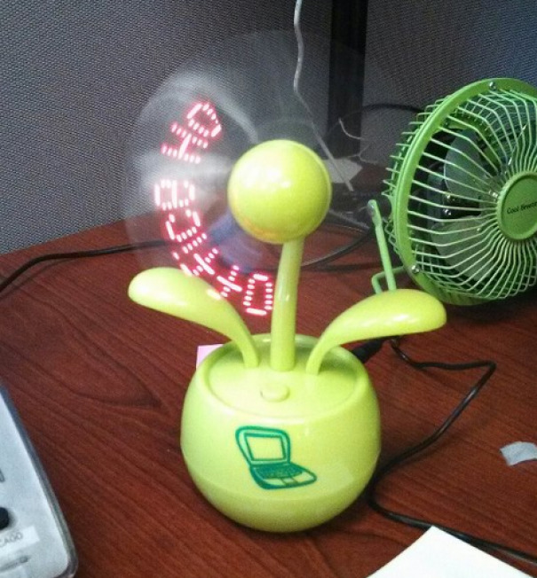 Coworkers Got Me A Led Desk Fan That Was Supposed To Say "Office Hottie" But When We Turned It On...