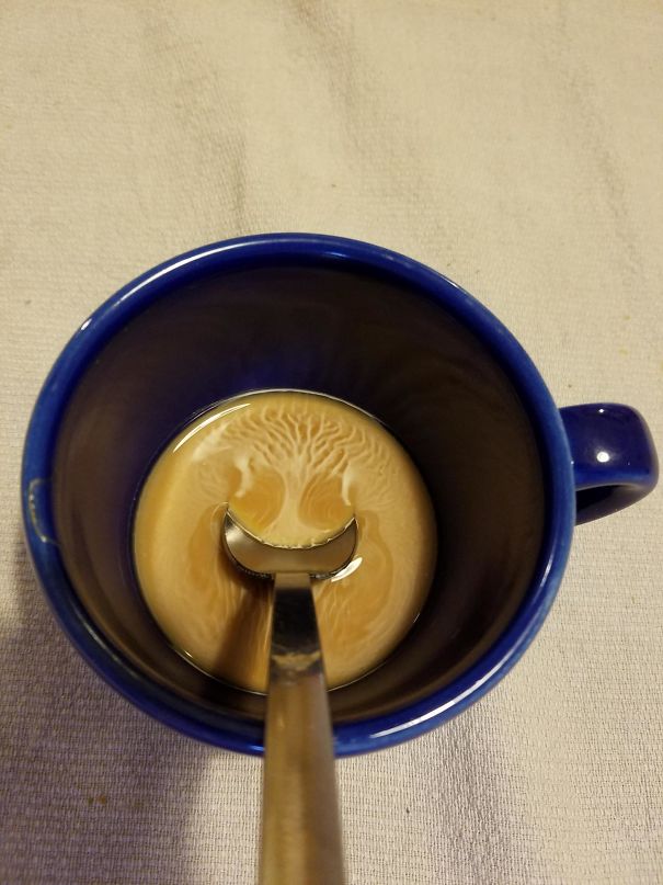 Coffee Left With A Spoon In It Formed A Tree Pattern