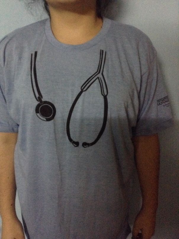 Me And Some Friends From Med School Ordered Like 60 Of These. It Was Supposed To Look Like You Have A Stethoscope On Your Shoulders