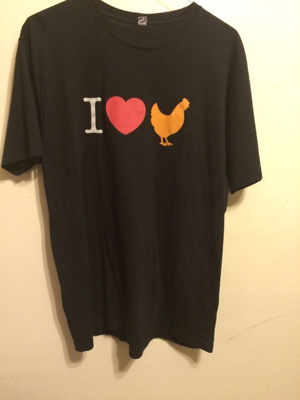 My Friend Works In Marketing At Panda Express. This Glorious Shirt Made It Through Several Levels Of Approval Before Someone Pointed Out The Obvious. It's Supposed To Be Orange Chicken