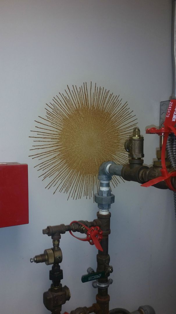 The Spray Pattern On This Wall From A Plumbing Exaust