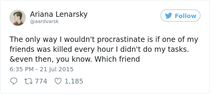 Procrastination Tweet