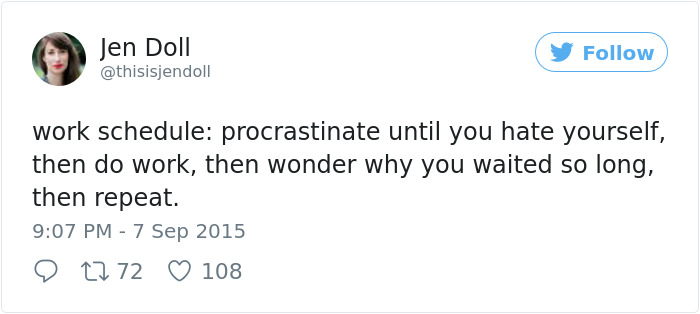 Procrastination Tweet