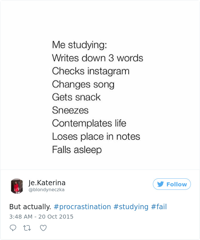 Procrastination Tweet