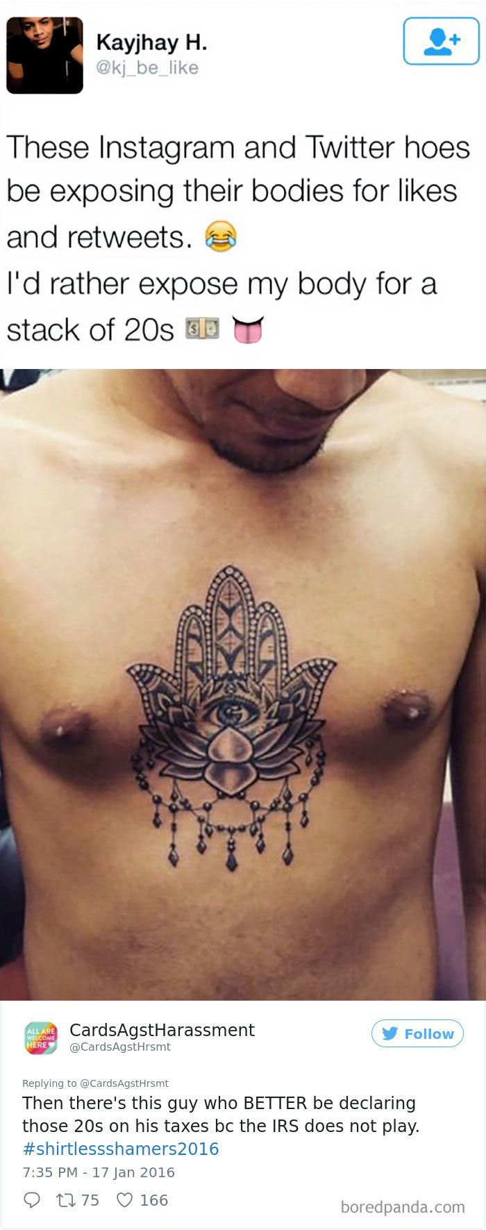 A Woman Is Mocking The Shirtless Dudes