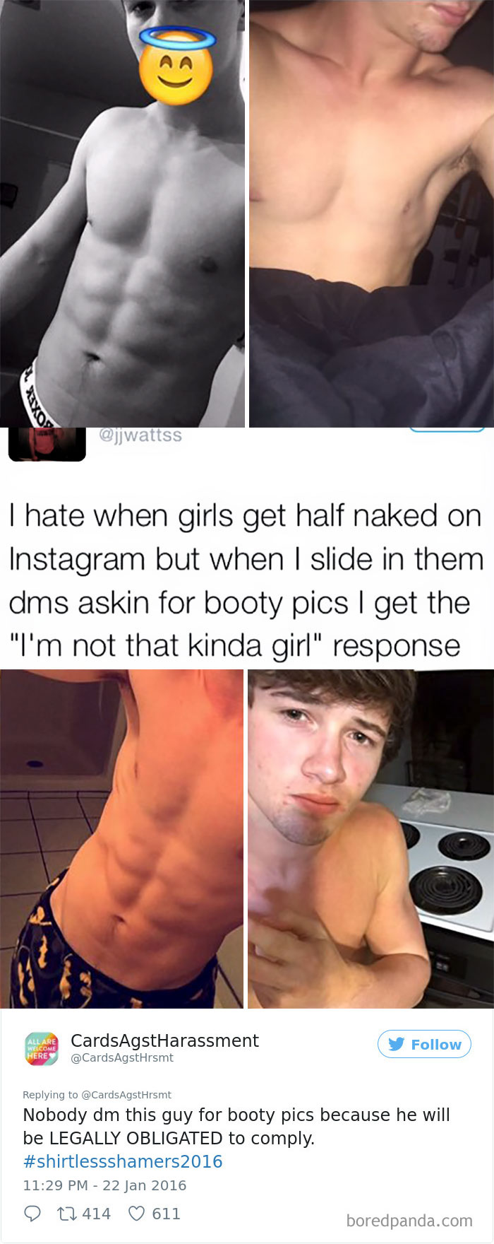 A Woman Is Mocking The Shirtless Dudes