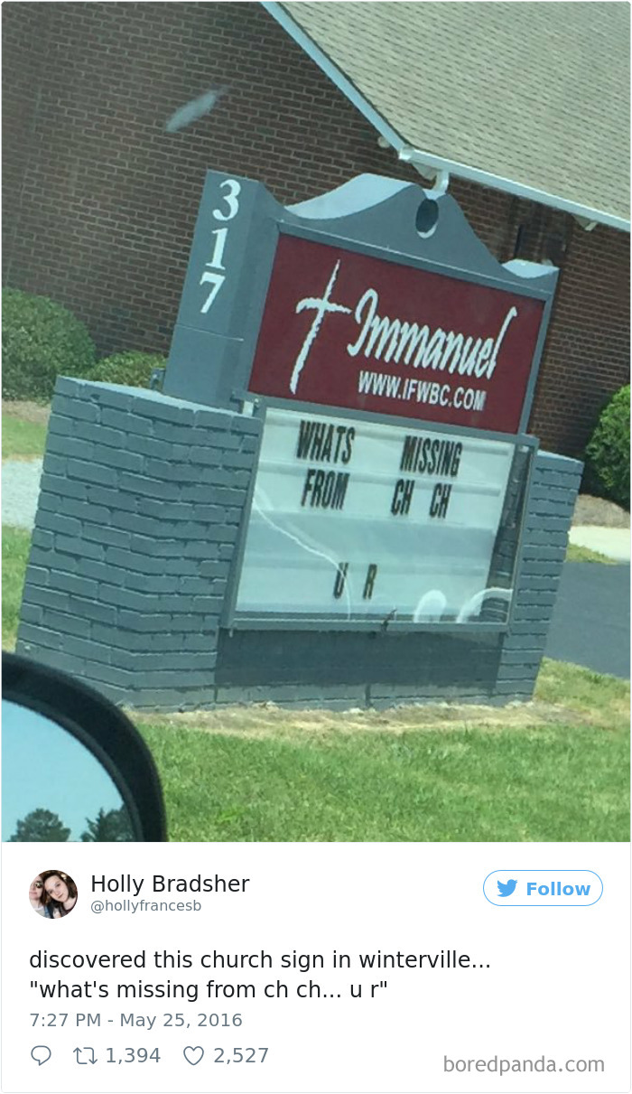 Sign - ‘Whats missing from ch ch u r’