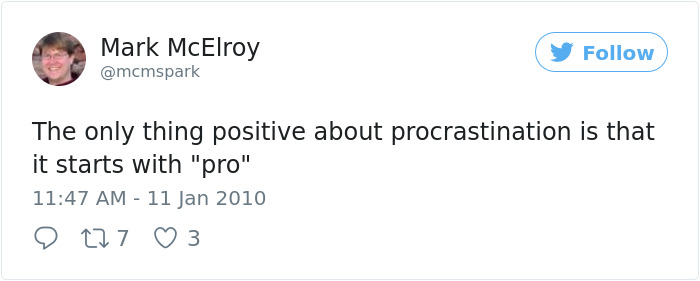 Procrastination Tweet