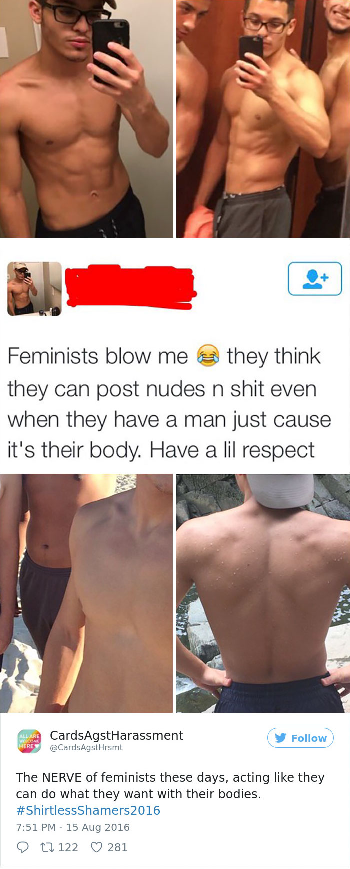 A Woman Is Mocking The Shirtless Dudes