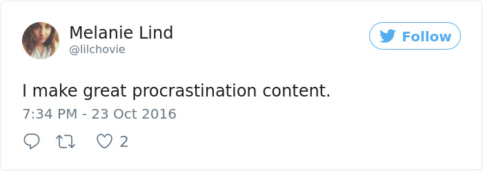 Procrastination Tweet