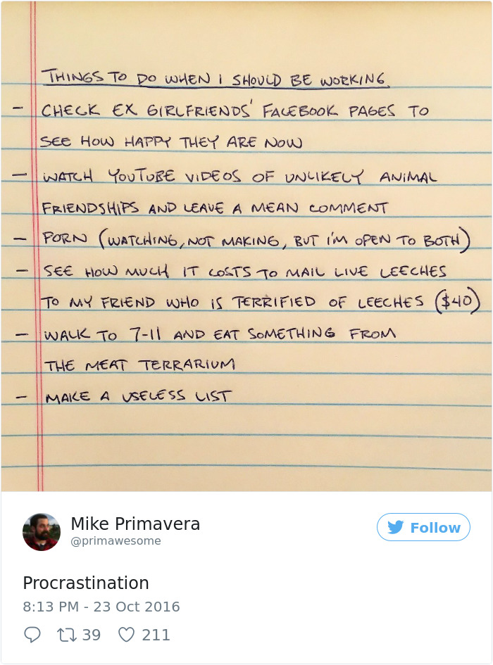 Procrastination Tweet