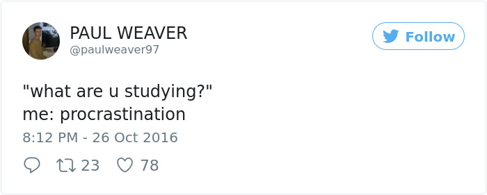 Procrastination Tweet